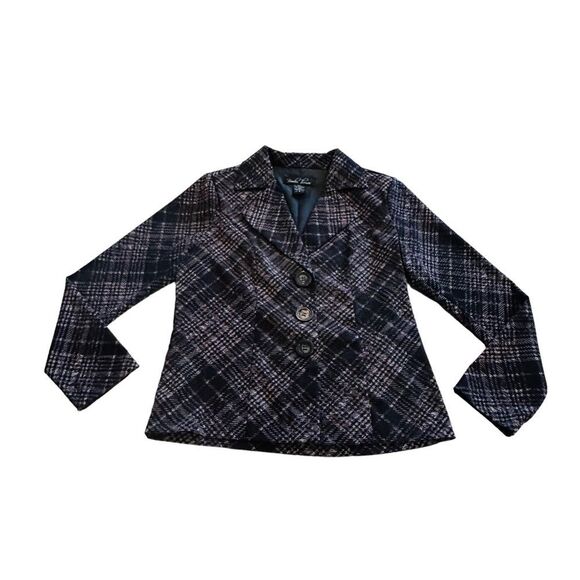10/$25🦋 Brandon Thomas Black & Gray Plaid Single Breasted Blazer - Size Small - Picture 6 of 10